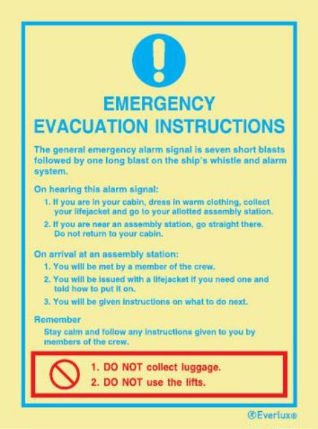 Mandatory sign, emergency instruction, white vinyl